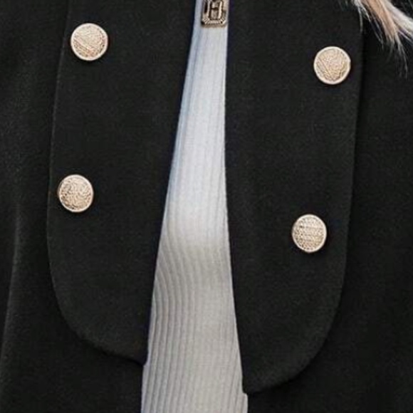 Classic Button Detail Open Front Cape Cloak Coat Jacket - Picture 5 of 5